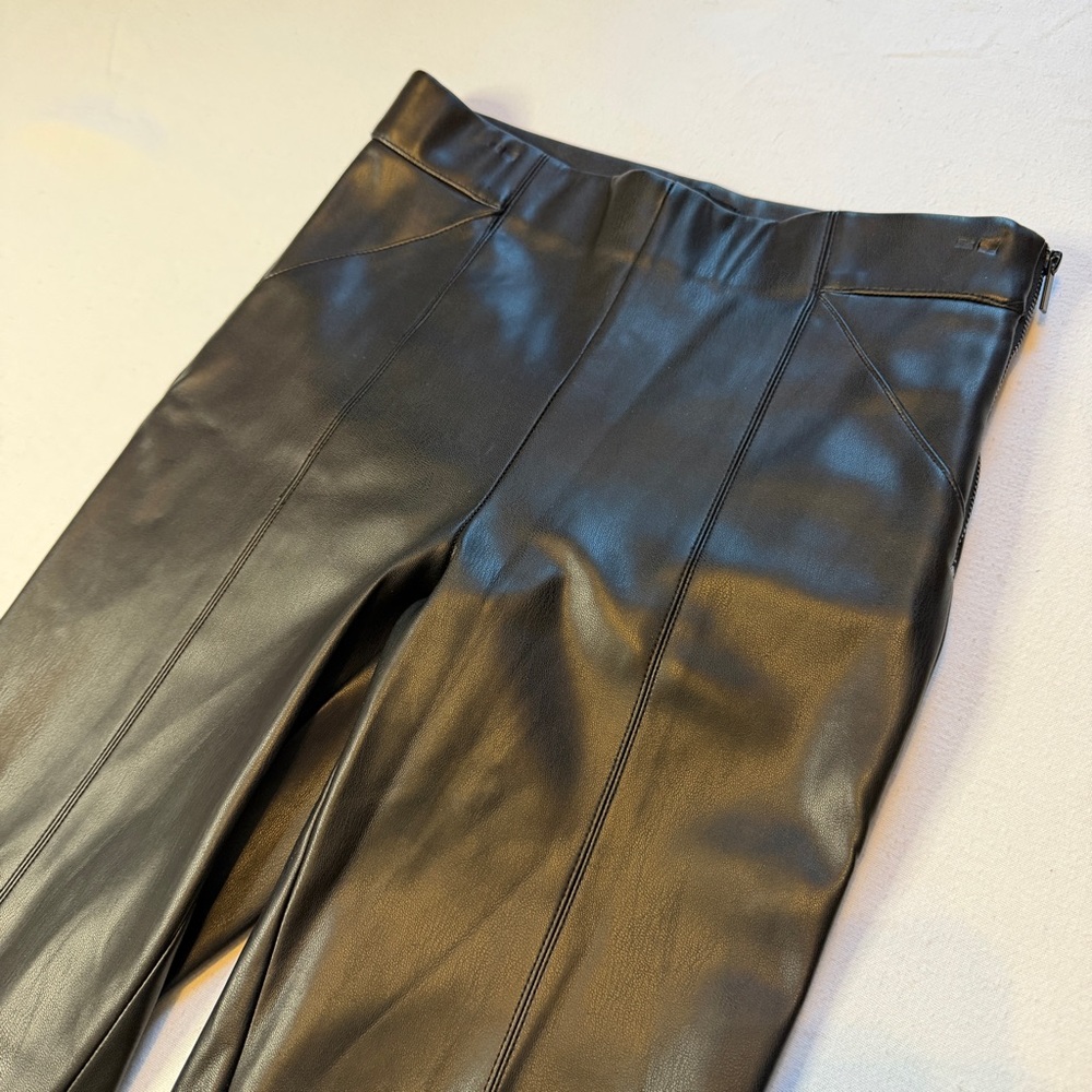 Zara Black Faux Leather Leggings Side Zip w/ Ankle Zip Women's Size XS - Picture 2 of 10